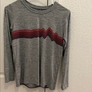 Patagonia Gray Shirt with Red Stripe Design